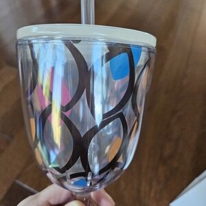 Colorful Patterned Tumbler with Straw